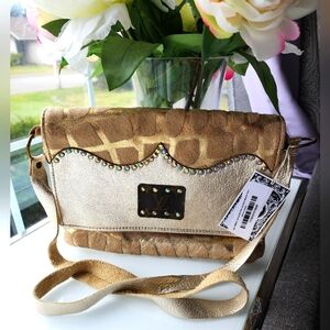 Keep It Gypsy Maxine Bag Purse Crossbody New Gold Rhinestone Leather Cowgirl LV